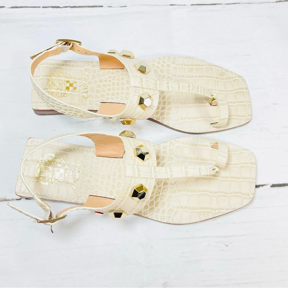 Vince Camuto Dailette Sandals Womens Size 8.5M Slingback Croc‎ Print Studded